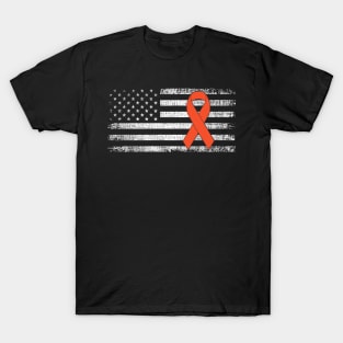 Kidney Cancer Awarenes Ribbon Classic American Flags T-Shirt